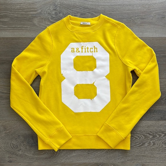Abercrombie & Fitch Vintage Distressed Lemon Yellow Crew Neck Sweatshirt-XL - Picture 1 of 5